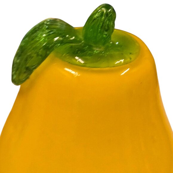 Glass Pear Handcrafted Yellow Green Fruit Figurine Sculpture 4 Inch - Picture 6 of 16